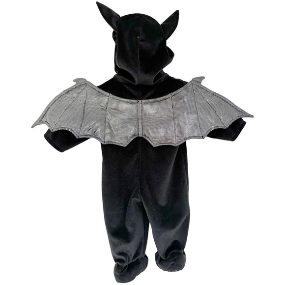 Baby Bat Costume Zip Up Onesie Footed & Hooded w/ Wings Size 3-6 Months - Picture 8 of 8